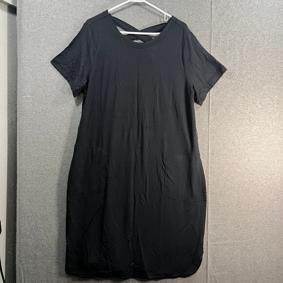 Isaac Mizrahi LIVE! Regular Soho Fench Terry Dress Black Size Large - Picture 1 of 13